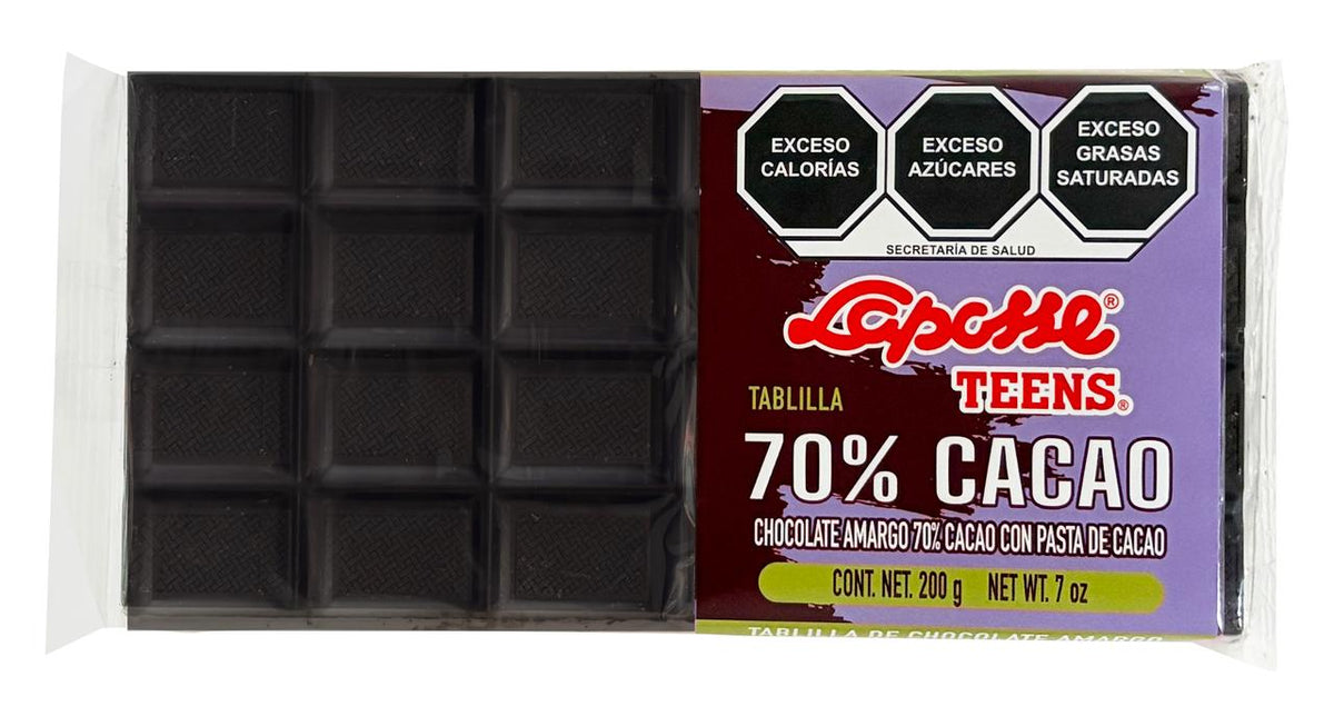 Tablilla 70% con Pasta de Cacao
