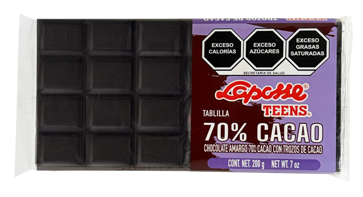 Tablilla 70% con Trozos de Cacao